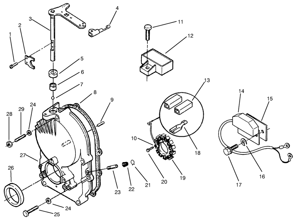Gear Case & Ignition Controls Diagram and Parts List for 73423 7900001 - 7999999 Toro Lawn Tractor