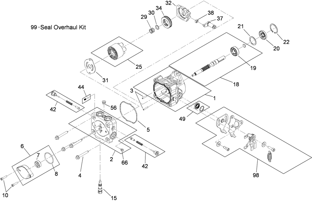 Hydraulic Pump Assembly 1 Diagram and Parts List for 38494 (290000001-290999999)(2009) Toro Lawn Mower