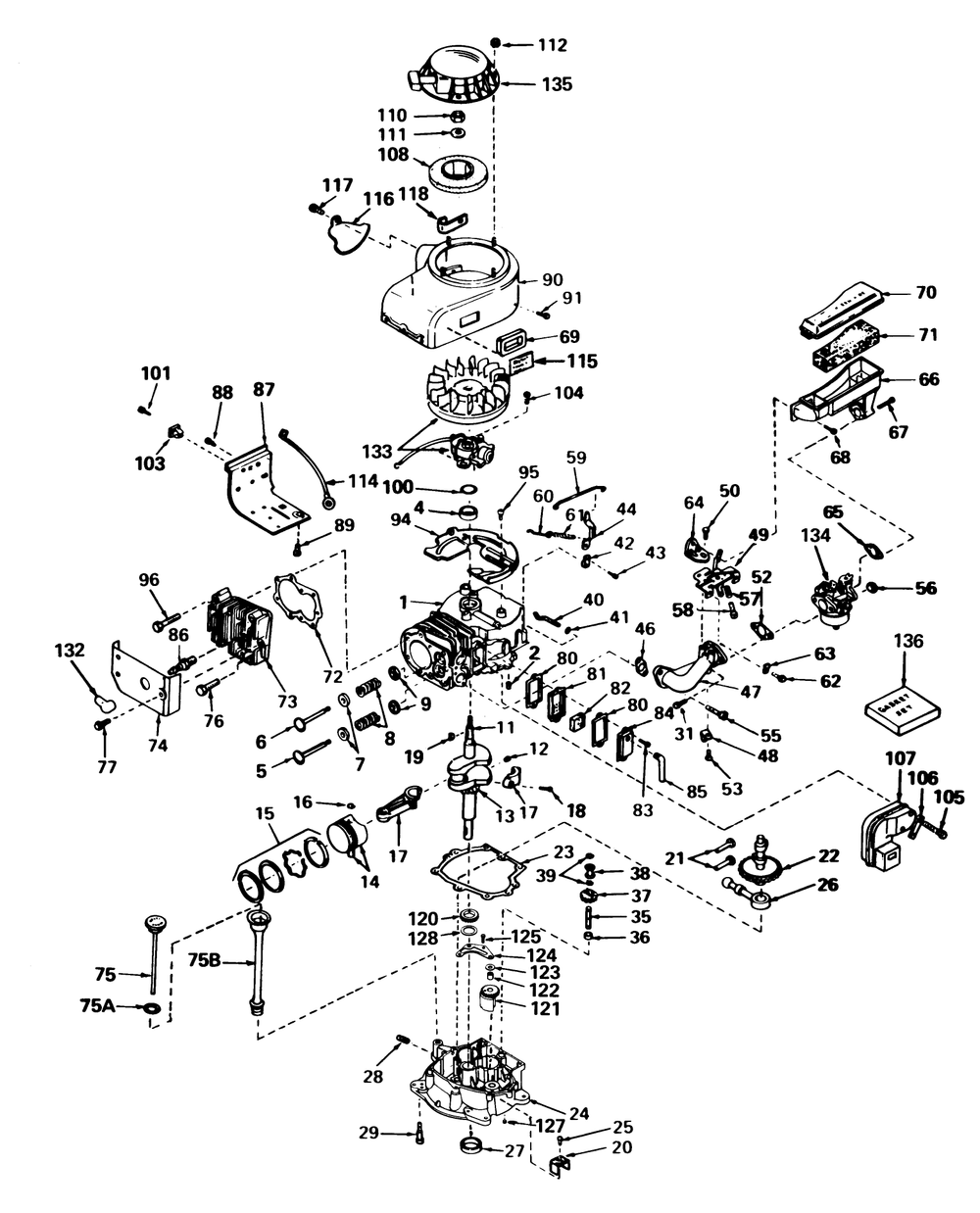 Engine Tecumseh Model No. Vm80-150120e Diagram and Parts List for 57305 8000001 - 8999999 Toro Lawn Tractor