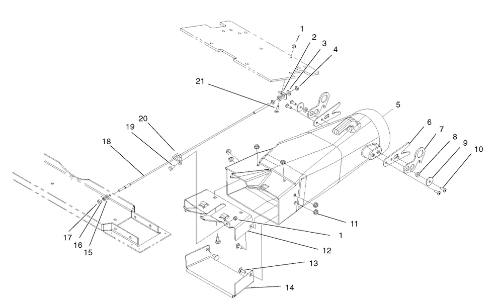 Plenum Assembly Diagram and Parts List for 74187 (200000501-200999999)(2000) Toro Lawn Mower
