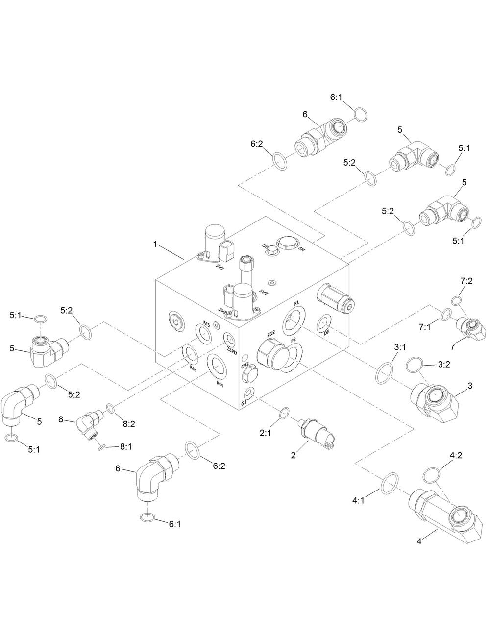 Thrust Manifold Assembly Diagram and Parts List for 23803 400000000 - 999999999 Toro Lawn Tractor Accessories