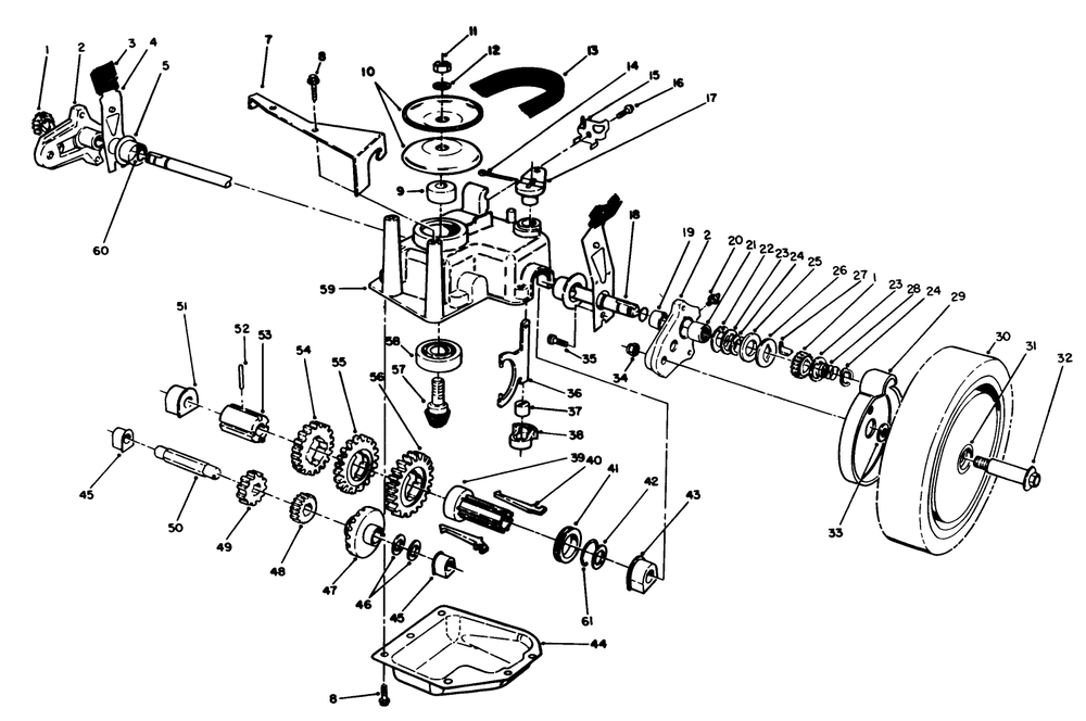 Gear Case Assembly Diagram and Parts List for 20328B 2000001 - 2999999 Toro Lawn Mower
