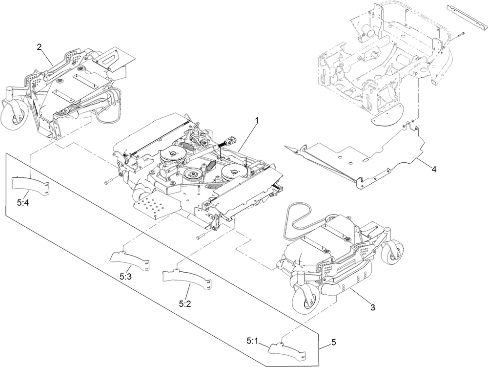 Deck Assembly Diagram and Parts List for 72096 406343181-407109999 Toro Lawn Tractor
