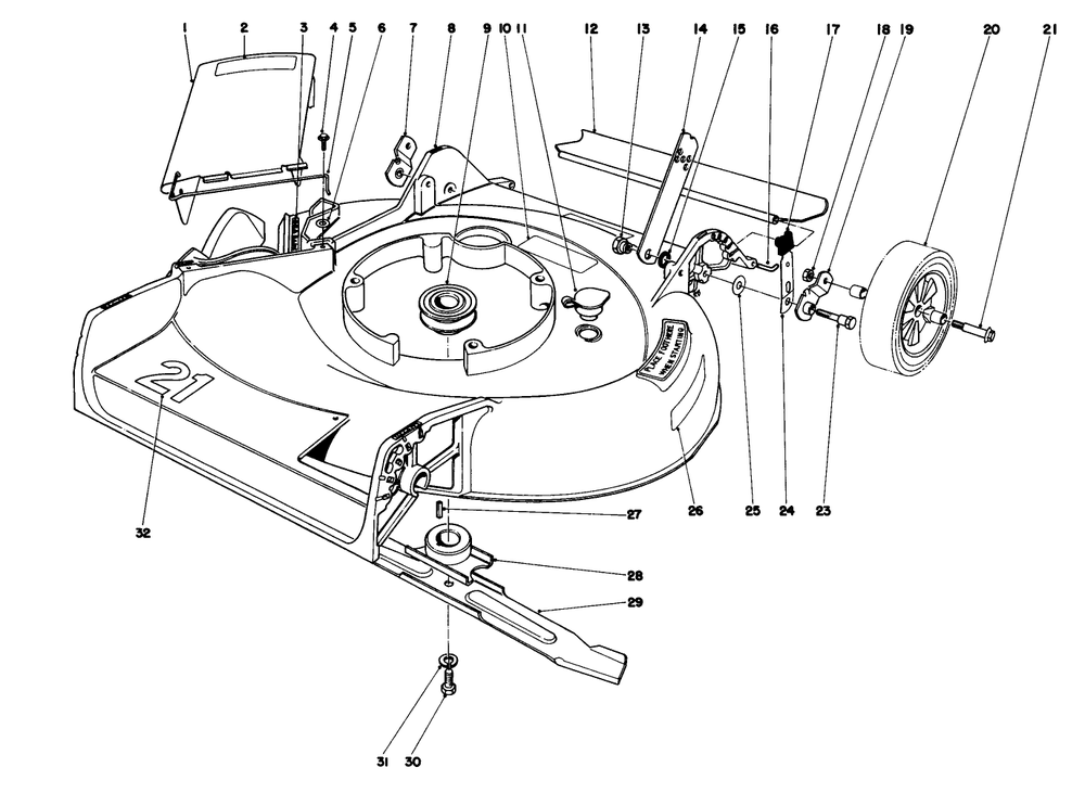 Housing Assembly Model 16297 Diagram and Parts List for 16297 0000001 - 0999999 Toro Lawn Mower