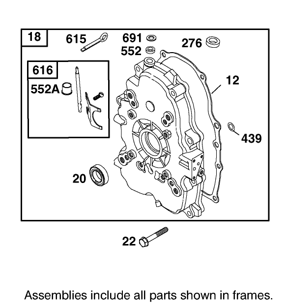 Crankcase Assembly Diagram and Parts List for 12003 220000001 - 220999999 Toro Lawn Tractor