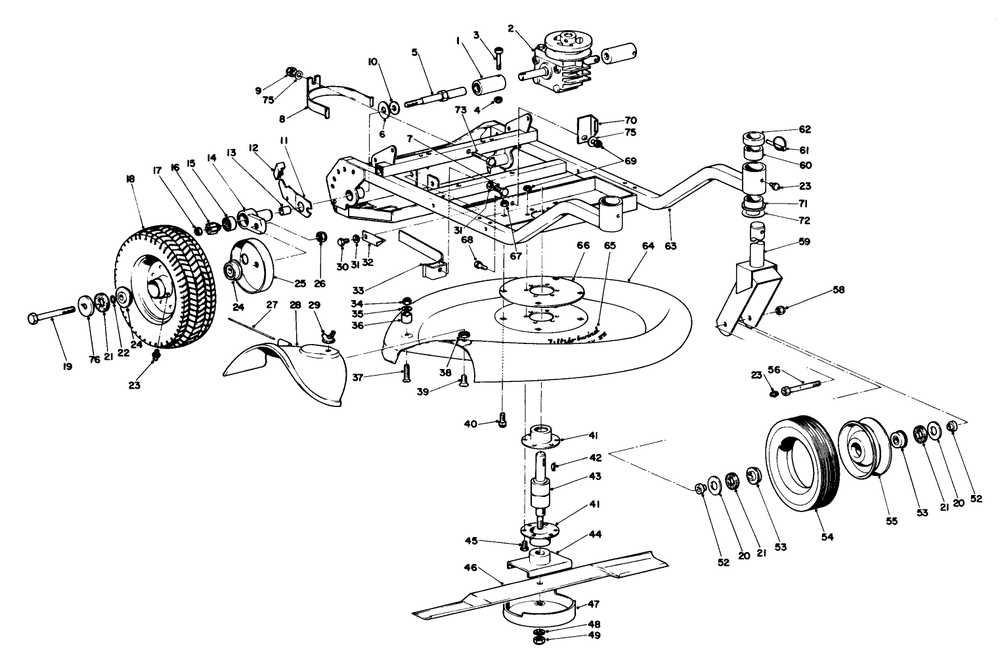 Frame And Cutter Housing Assembly Diagram and Parts List for 23205 6000001 - 6999999 Toro Lawn Mower