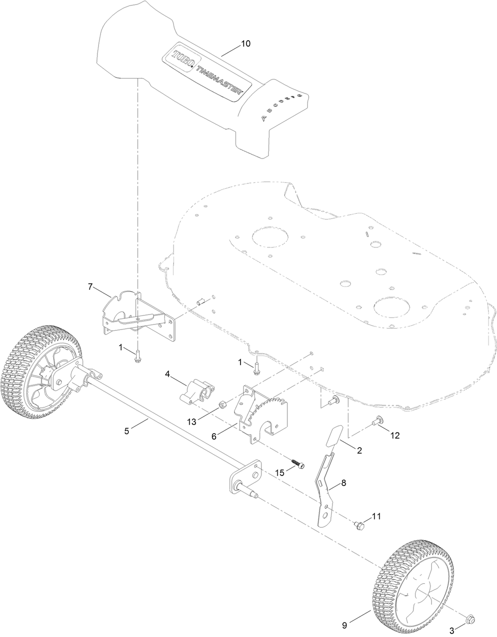 Front Wheel And Height-Of-Cut Assembly Diagram and Parts List for 21199 407700000 - 410243166 Toro Lawn Mower