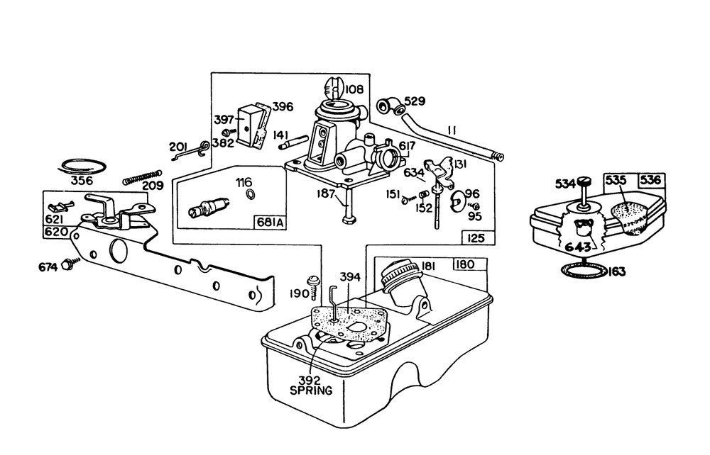 Carburetor Assembly Model 93508-0193-02 Diagram and Parts List for 16390 1000001 - 1999999 Toro Lawn Mower
