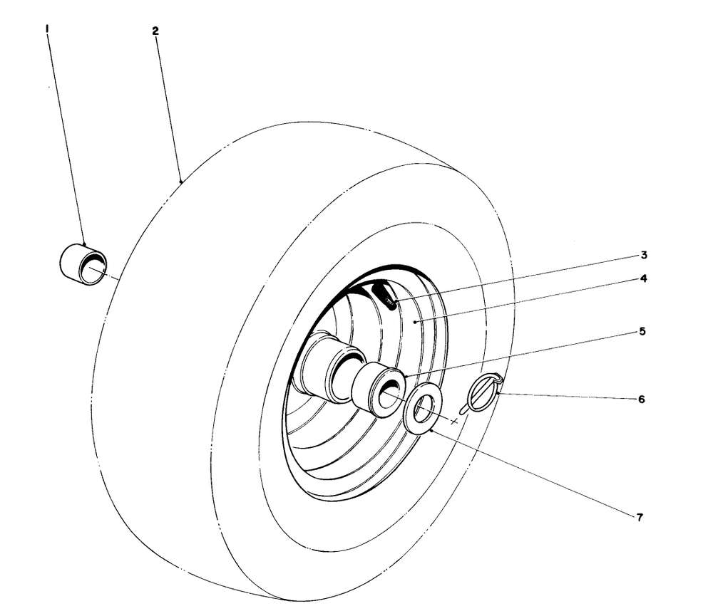 Wheel Assembly Diagram and Parts List for 31763 7000001 - 7999999 Toro Snow Blower