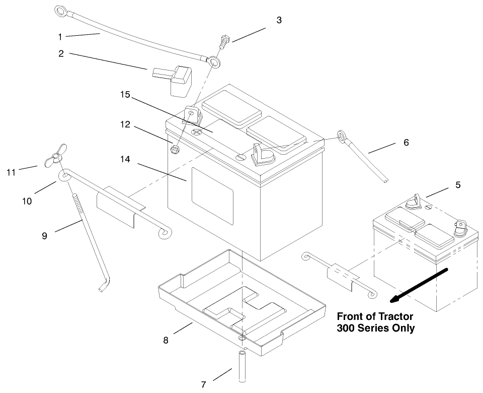 Battery Assembly Diagram and Parts List for 73363 7900001 - 7999999 Toro Lawn Tractor