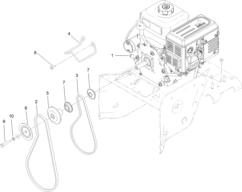 Engine Assembly Diagram and Parts List for 37805 411849663 - 999999999 Toro Snow Blower