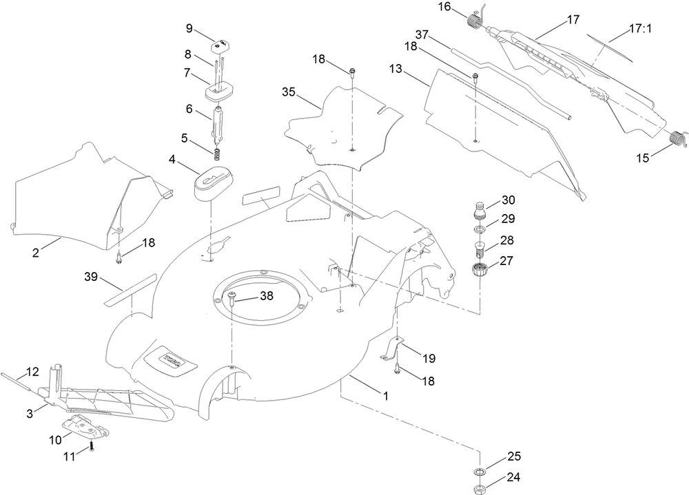 Housing Assembly Diagram and Parts List for 21848 409411874 - 411699999 Toro Lawn Mower