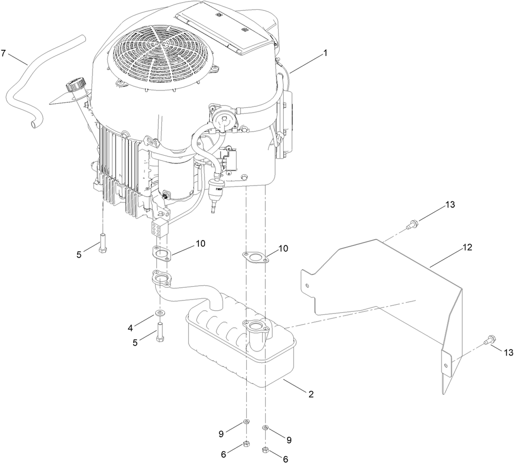Engine And Muffler Assembly Diagram and Parts List for 76401 417300000 - 417359999 Toro Lawn Tractor
