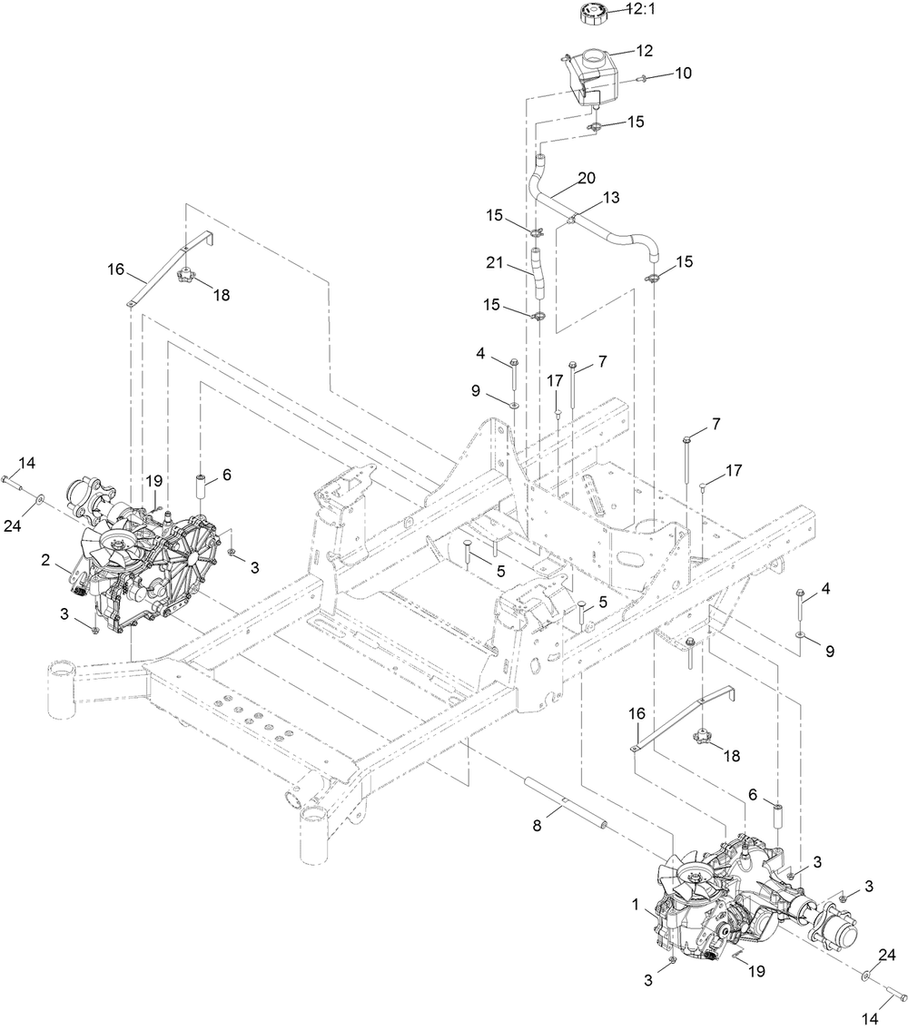 Transaxle Assembly Diagram and Parts List for 76602 400000000 - 412999999 Toro Lawn Tractor