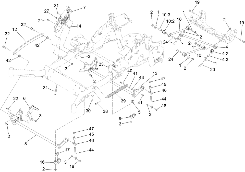 Deck Lift Assembly Diagram and Parts List for 74925TE (311000001-311999999)(2011) Toro Lawn Mower