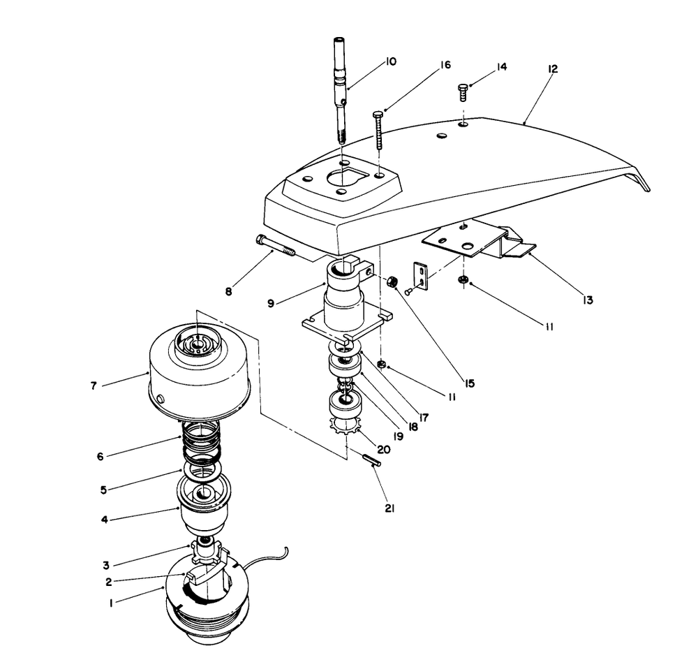 Cutter Head Assembly Diagram and Parts List for 51637 2000001 - 2999999 Toro Trimmer
