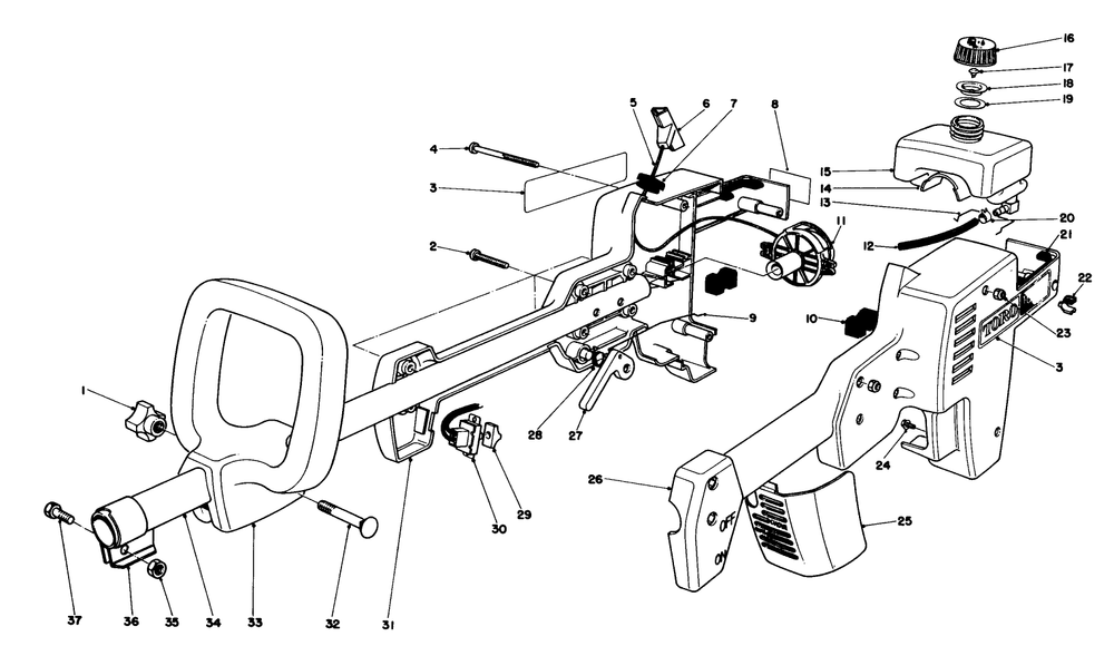 Engine Housing Assembly Diagram and Parts List for 51613 3000001 - 3999999 Toro Trimmer