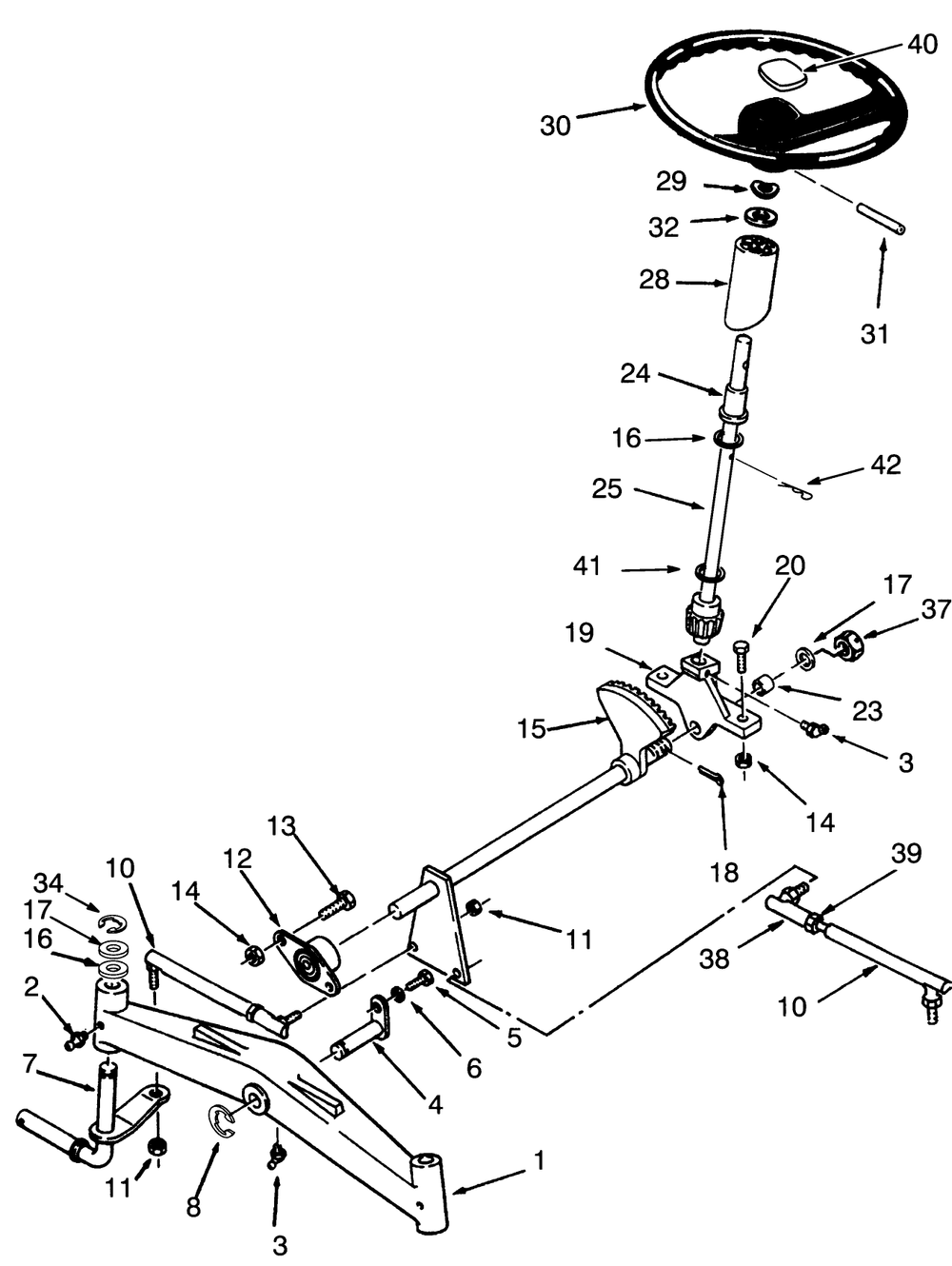 Front Axle And Steering Diagram and Parts List for 73421 3900001 - 3999999 Toro Lawn Tractor
