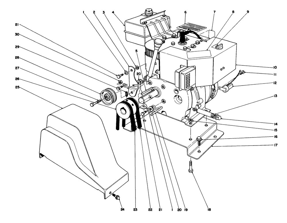 Engine Assembly Diagram and Parts List for 38040 7000001 - 7999999 Toro Snow Blower