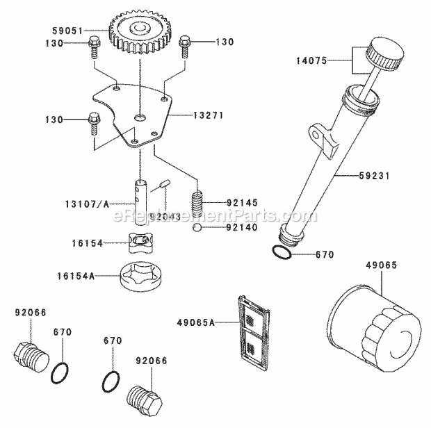 Lubrication Equipment Assembly Kawasaki Fh601 Diagram and Parts List for 74179 230007001-230999999 Toro Lawn Mower