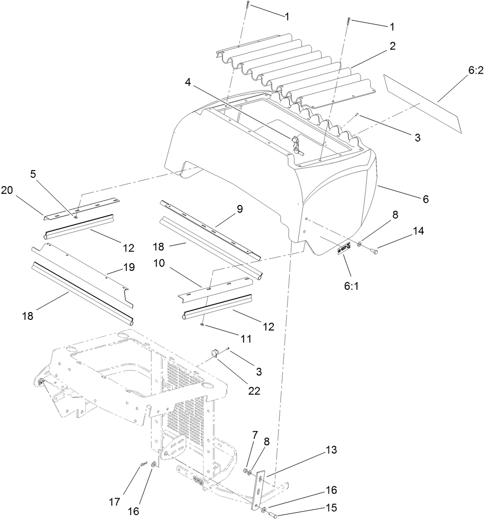 Hood Assembly Diagram and Parts List for 74264TE (314000001-314999999)(2014) Toro Lawn Mower
