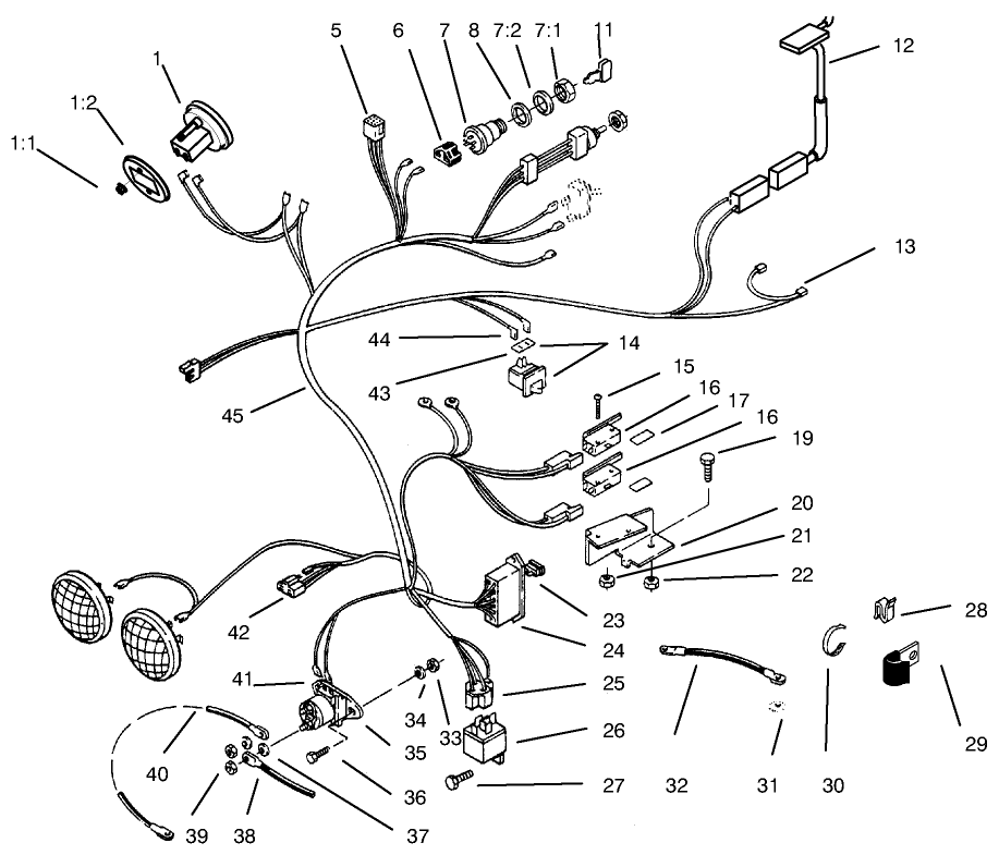 312-8 Wire Harness Attachment & Component-S Diagram and Parts List for 73363 7900001 - 7999999 Toro Lawn Tractor