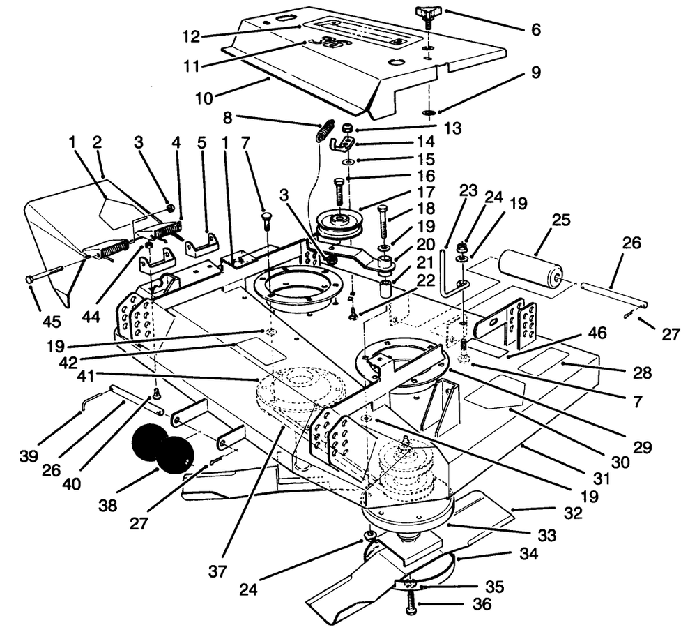 Cutting Unit Assembly Diagram and Parts List for 30136 4901037 - 4999999 Toro Lawn Mower