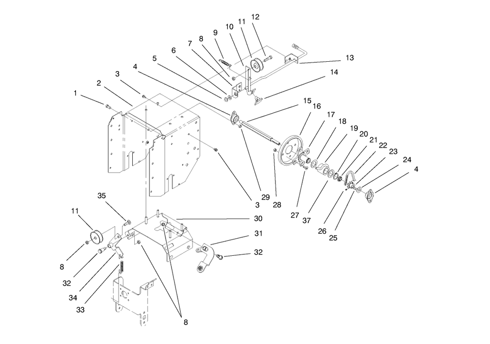 Upper Traction Assembly Diagram and Parts List for 38083 8900001 - 8999999 Toro Snow Blower