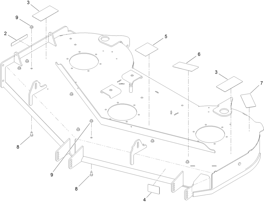 Deck Decal Assembly Diagram and Parts List for 44427 406959897-406959899 Toro Lawn Mower