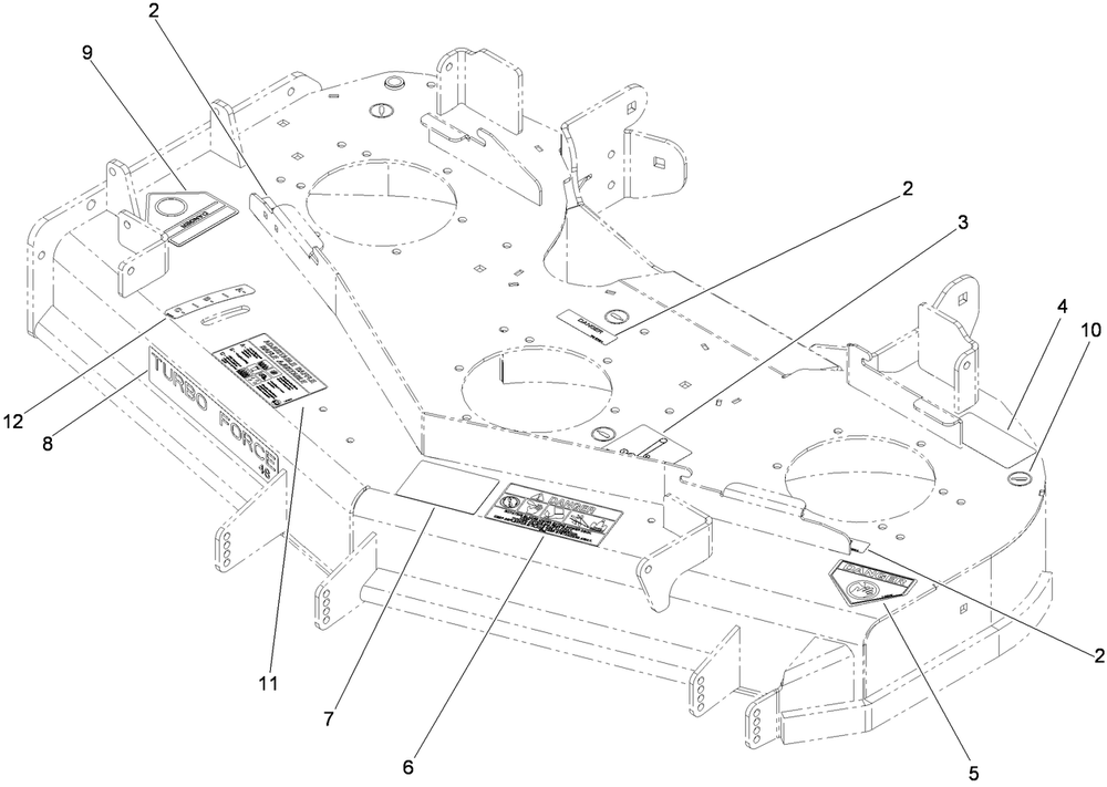 Deck Decal Assembly Diagram and Parts List for 74941CP (310000001-310999999)(2010) Toro Lawn Mower