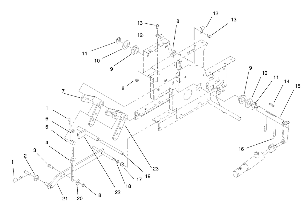 Hydraulic Lift System Diagram and Parts List for 73403 7900001 - 7999999 Toro Lawn Tractor