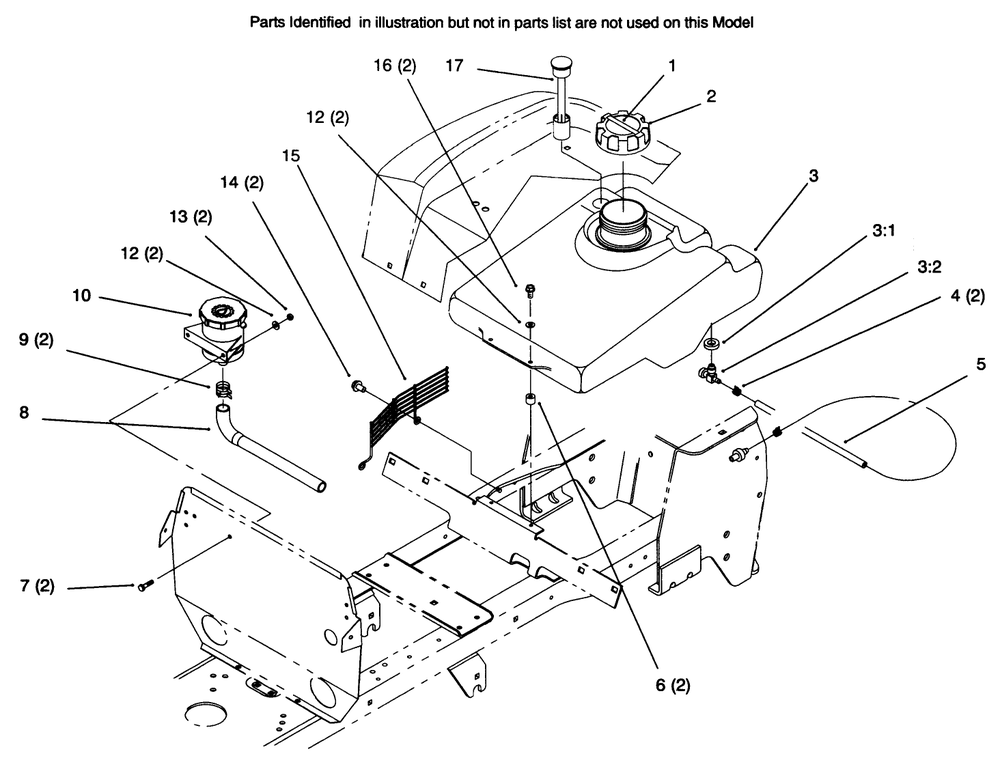 Fuel Tank And Hydro Reservoir Diagram and Parts List for 72045 6900001 - 6999999 Toro Lawn Tractor