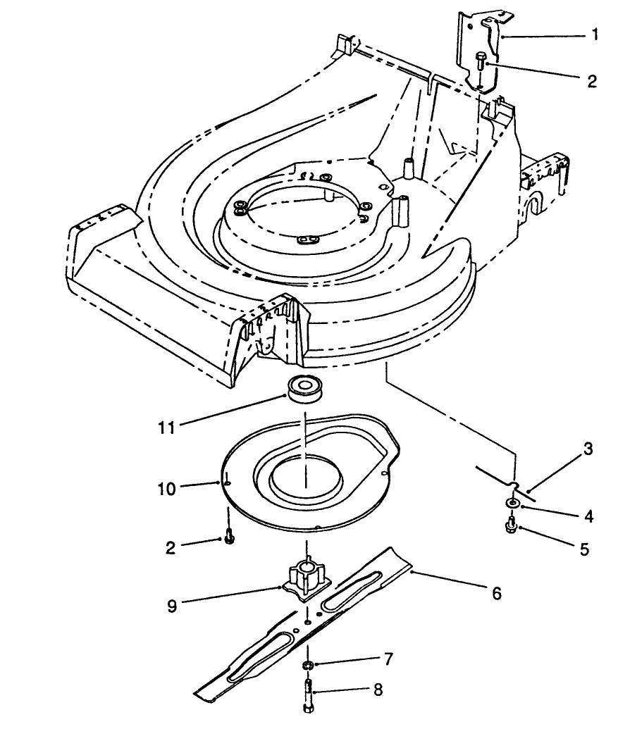 Blade Assembly Diagram and Parts List for 26625B 2000001 - 2999999 Toro Lawn Mower