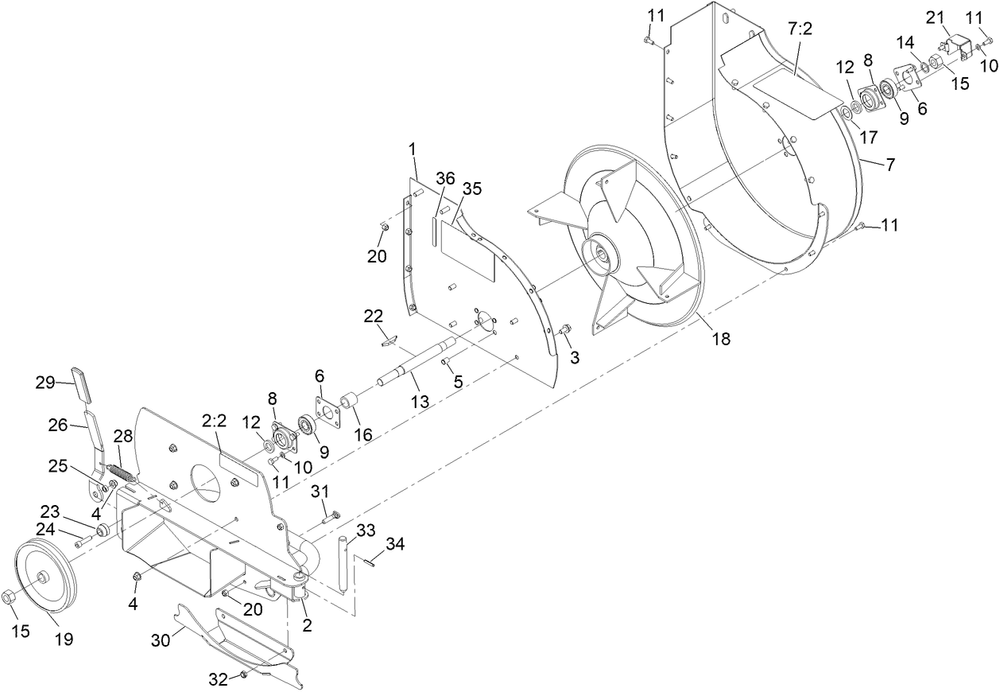 Blower Assembly-136-0570 Diagram and Parts List for 78526 416500000 - 417029999 Toro Lawn Tractor Accessories