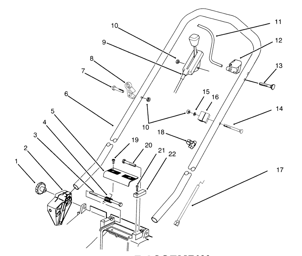 Handle Assembly Diagram and Parts List for 21000BC 5900001 - 5999999 Toro Lawn Tractor Accessories