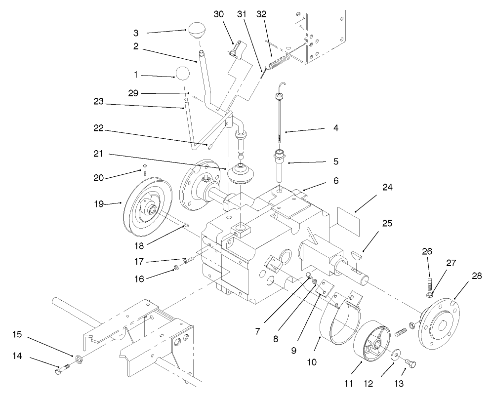 Transmission Assembly Diagram and Parts List for 73448 8900001 - 8900499 Toro Lawn Tractor