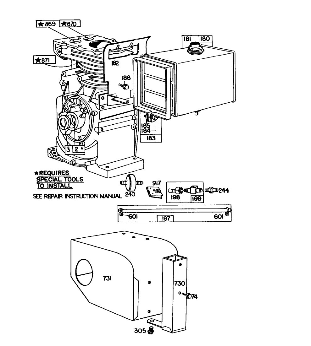 Engine Briggs & Stratton Model No. 190402-2720-01 (Continued) Diagram and Parts List for 38155 6000001 - 6999999 Toro Snow Blower