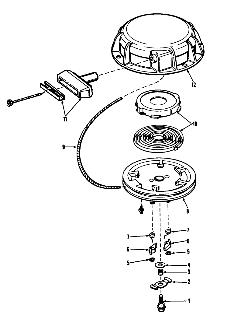 Rewind Starter No. 590479 Diagram and Parts List for 38080 1000001 - 1999999 Toro Snow Blower