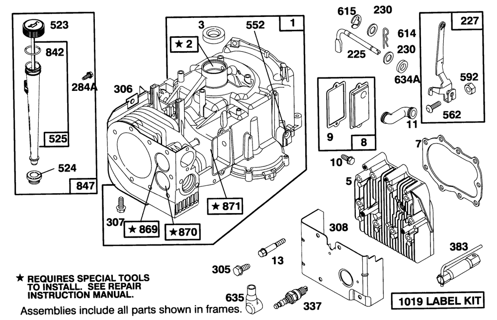 Engine Briggs & Stratton Model 28m707-0122-01 Diagram and Parts List for 71213 59000001 - 59100000 Toro Lawn Tractor