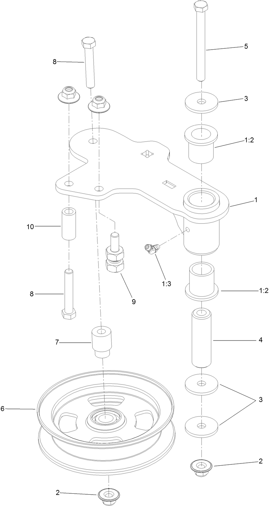 Idler Arm Assembly Diagram and Parts List for 72906 412200000 - 999999999 Toro Lawn Tractor