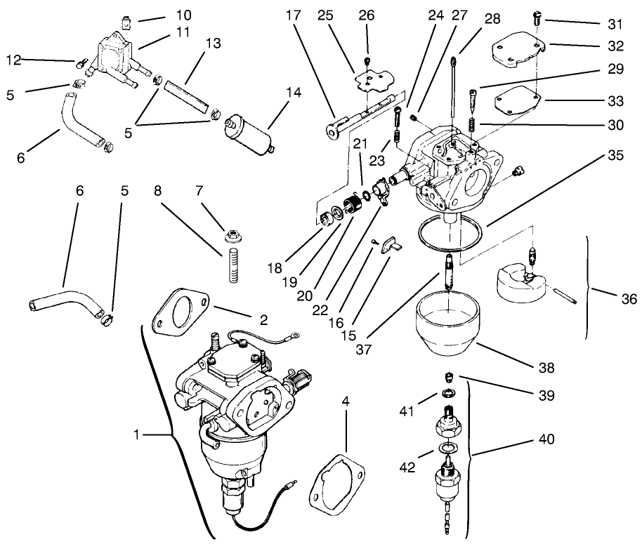 Fuel System Diagram and Parts List for 72110 7900001 - 7999999 Toro Lawn Tractor