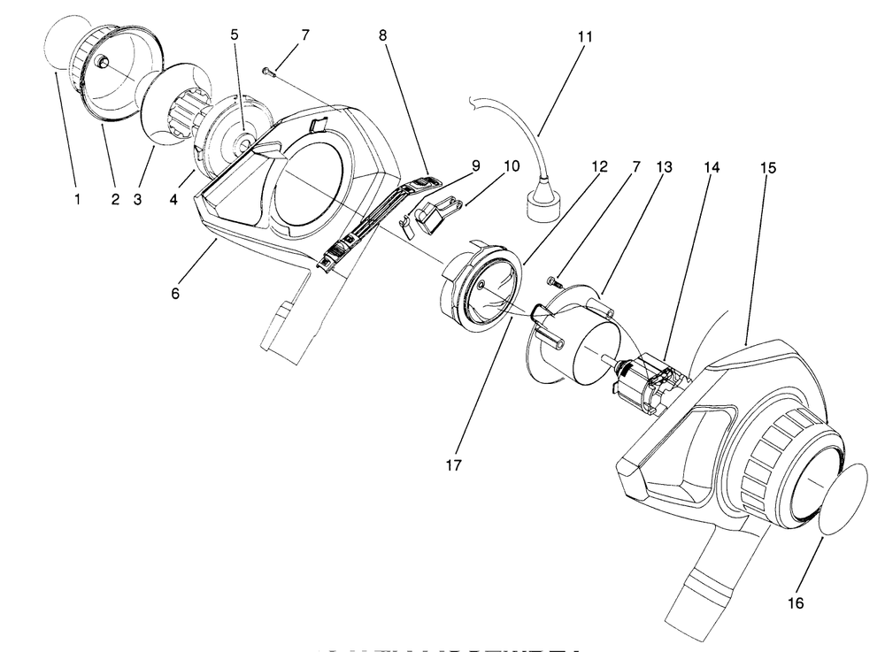 Blower Assembly Diagram and Parts List for 51571 39000001 - 39014999 Toro Leaf Blower / Vacuum