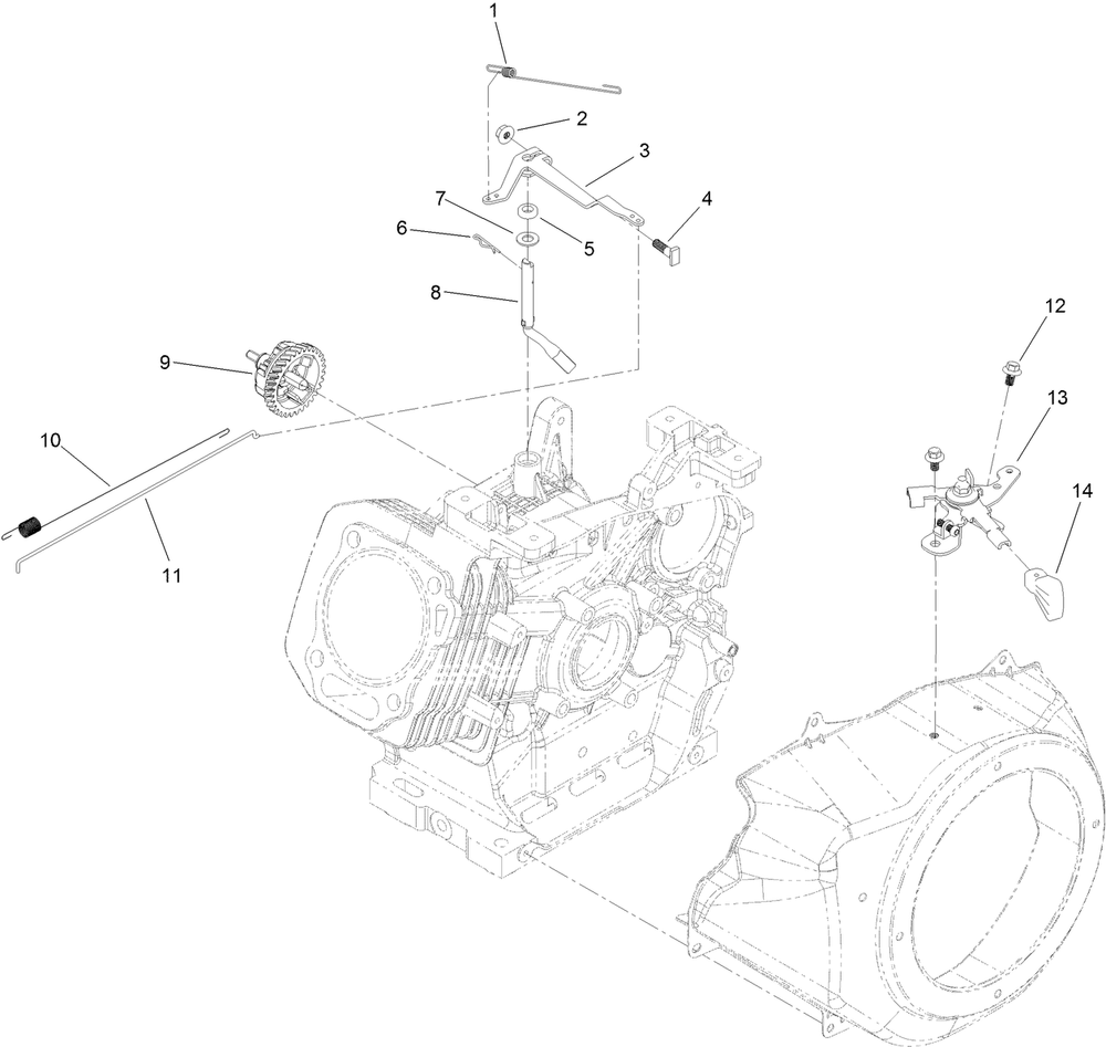 Governor Assembly Diagram and Parts List for 38870 409000000 - 999999999 Toro Snow Blower