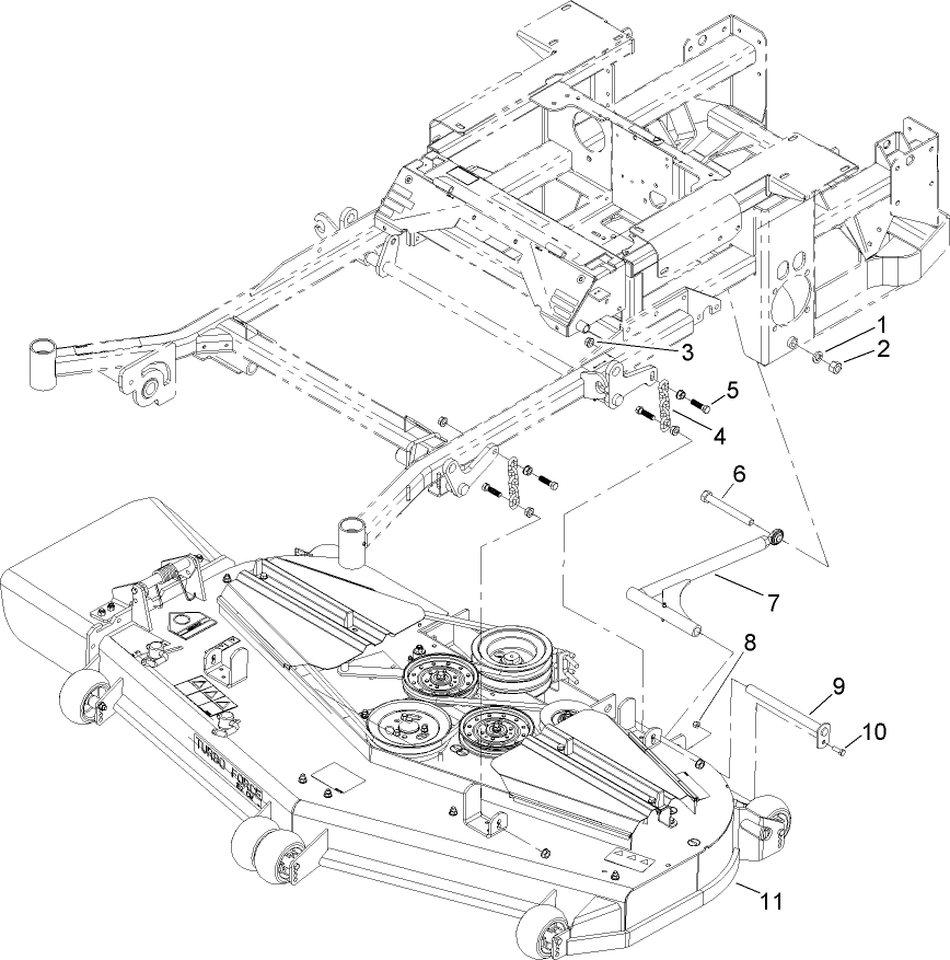 Deck Connection Assembly Diagram and Parts List for 74269 (240000001-240999999)(2004) Toro Lawn Mower