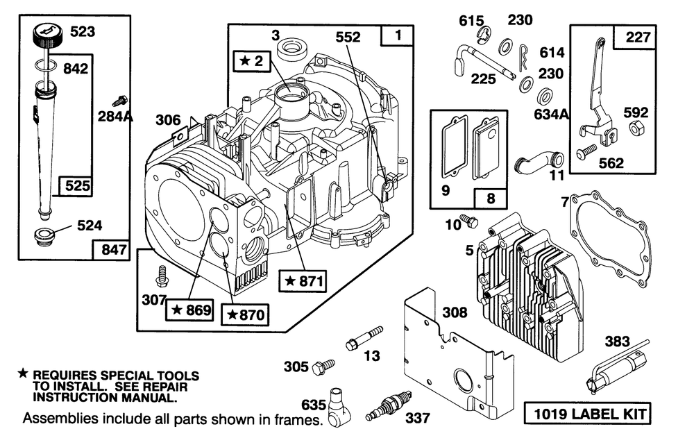 Engine Briggs & Stratton Model 28m707-0122-01 Diagram and Parts List for 71191 4900001 - 4999999 Toro Lawn Tractor