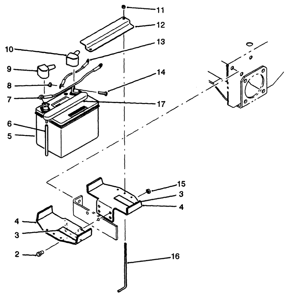Battery Assembly Diagram and Parts List for 30185 39000001 - 39999999 Toro Lawn Tractor Accessories