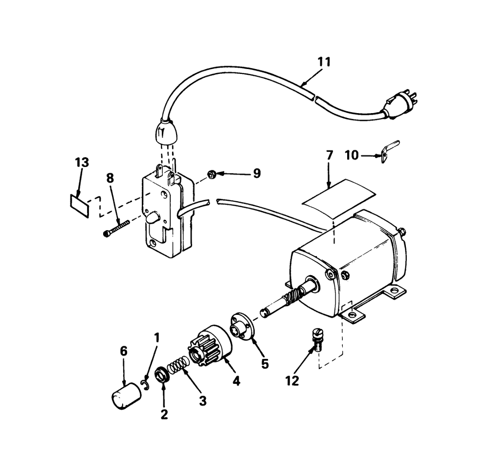 Starter Motor Kit-Model 38-7590 (Optional) Diagram and Parts List for 38050 5000001 - 5999999 Toro Snow Blower
