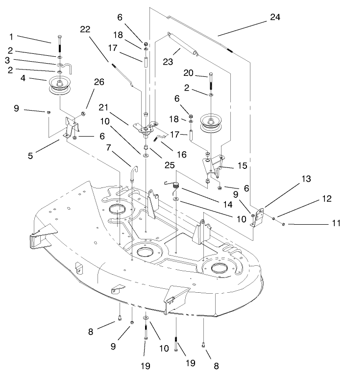 Brake & Idler Assembly Diagram and Parts List for 79108 8900001 - 8999999 Toro Lawn Mower