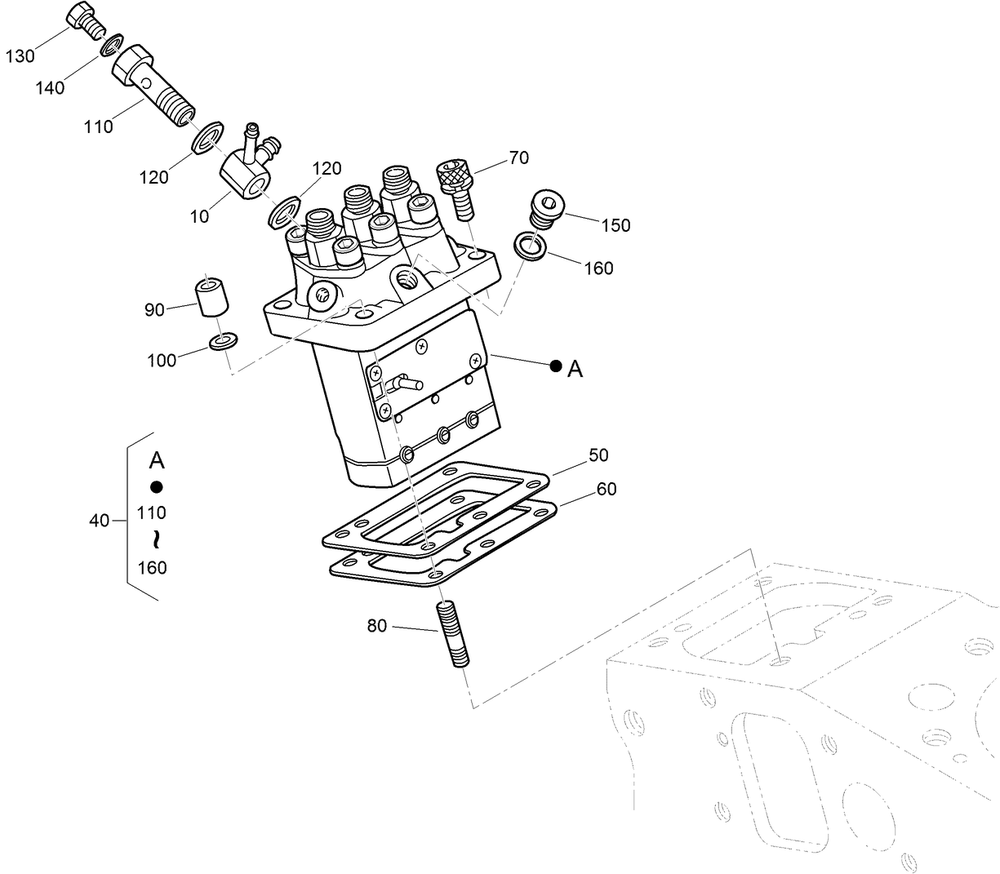 Injection Pump Assembly Diagram and Parts List for 72264TE 406427909-406429999 Toro Lawn Mower