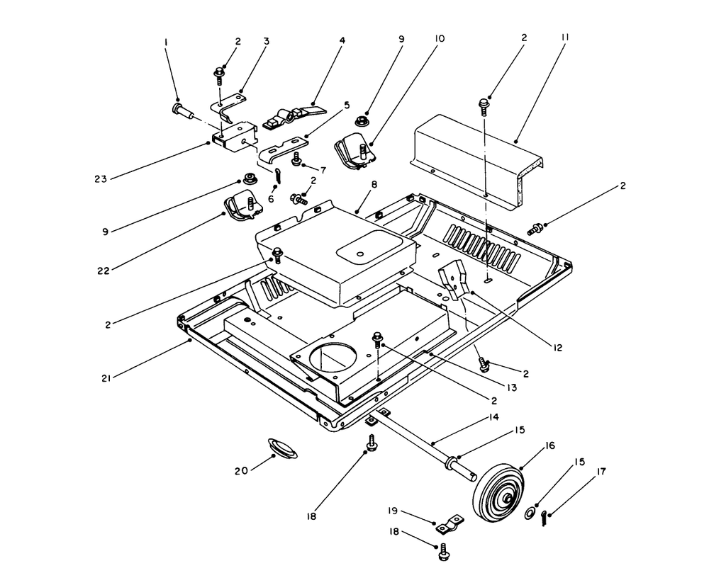 Frame Assembly Diagram and Parts List for 62040 4000001 - 4999999 Toro Generator